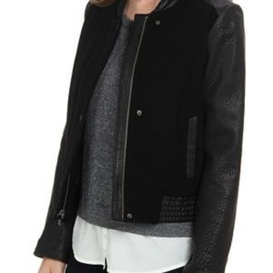 Wool and leather bomber jacket- Cole Haan